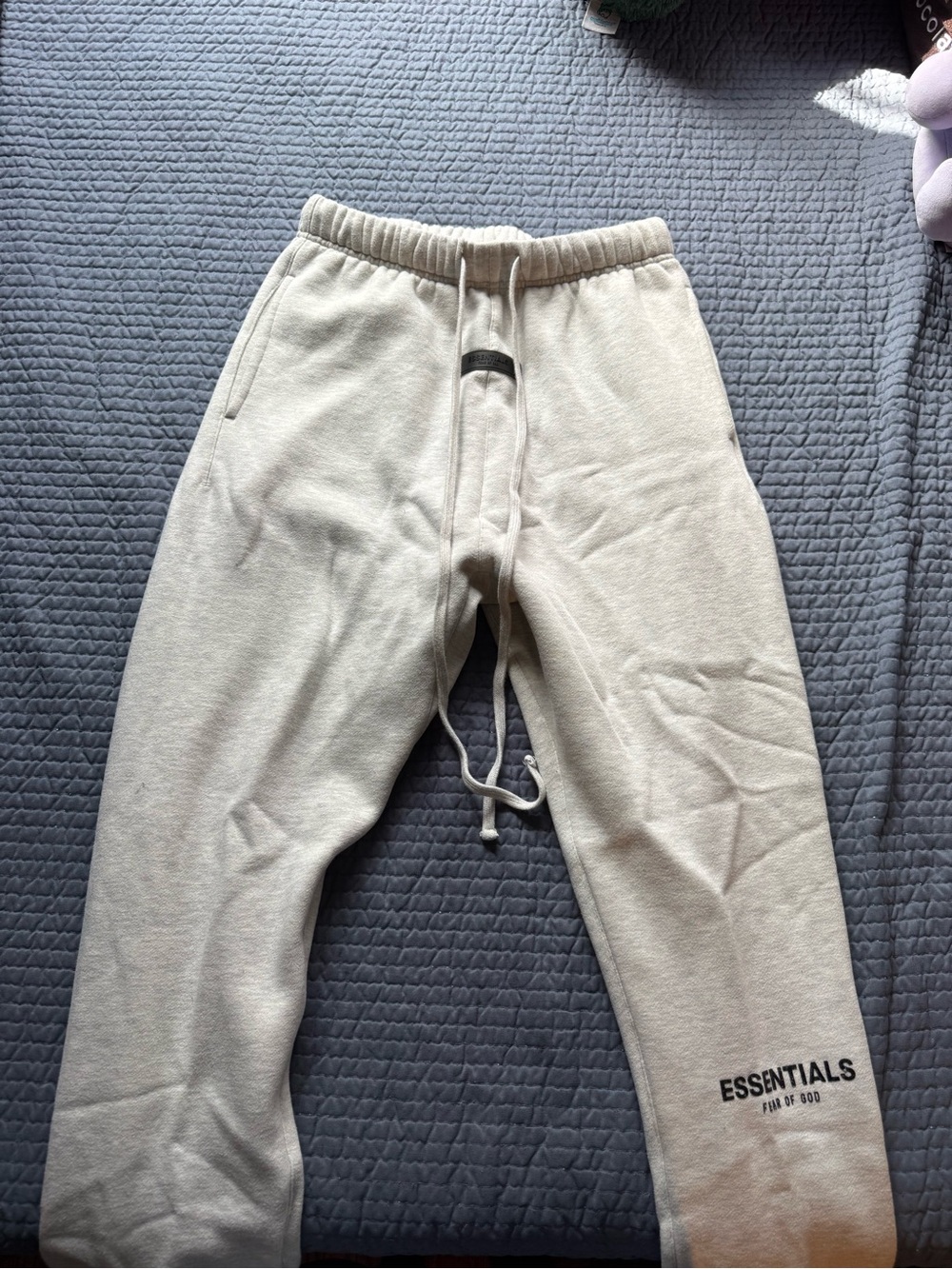 ESSENTIALS Cream Men's Drawstring Sweatpants with Logo